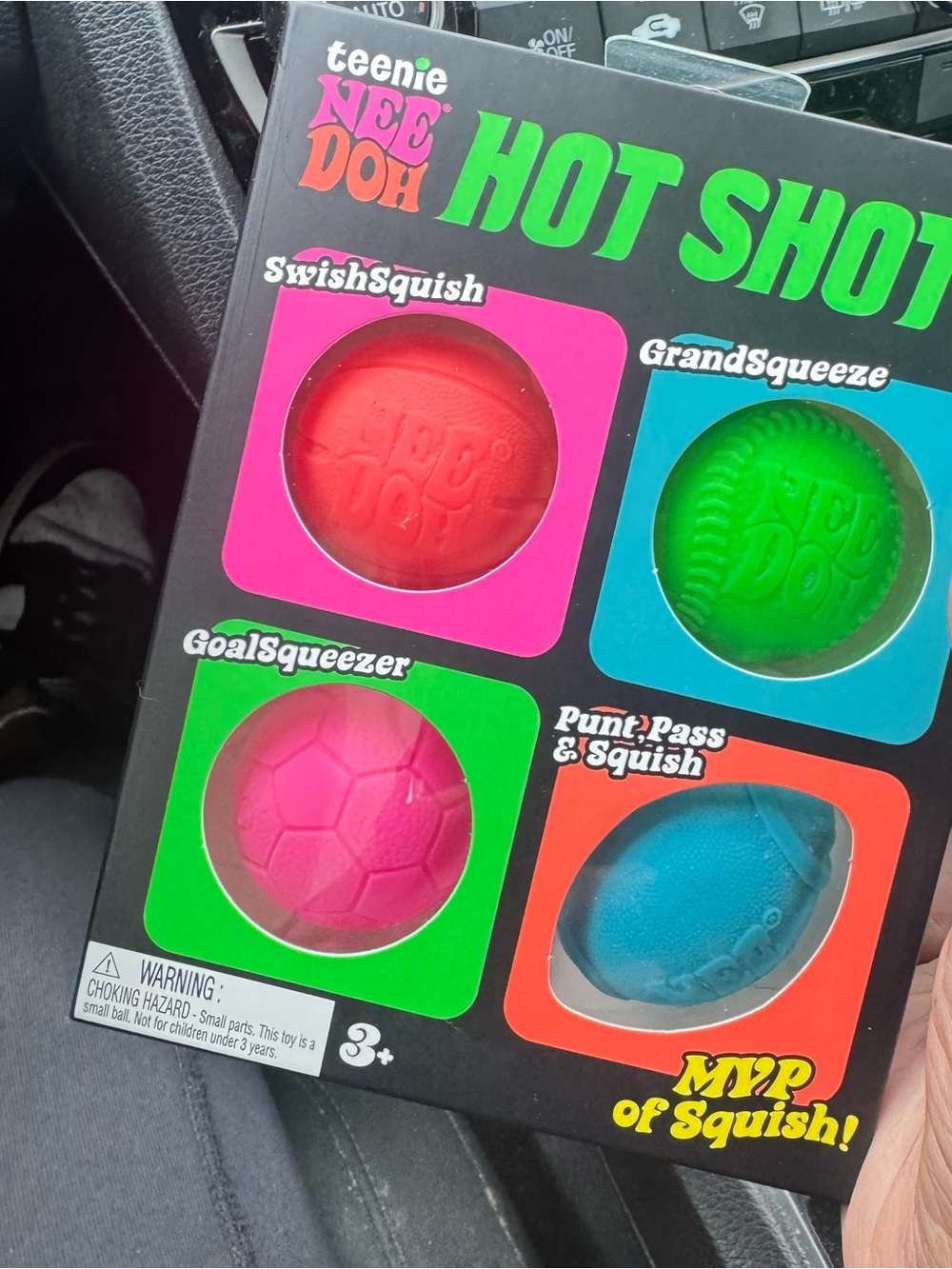 NEE DOH Hot Shot Squish Ball Set - Pink, Red, Green, Blue
